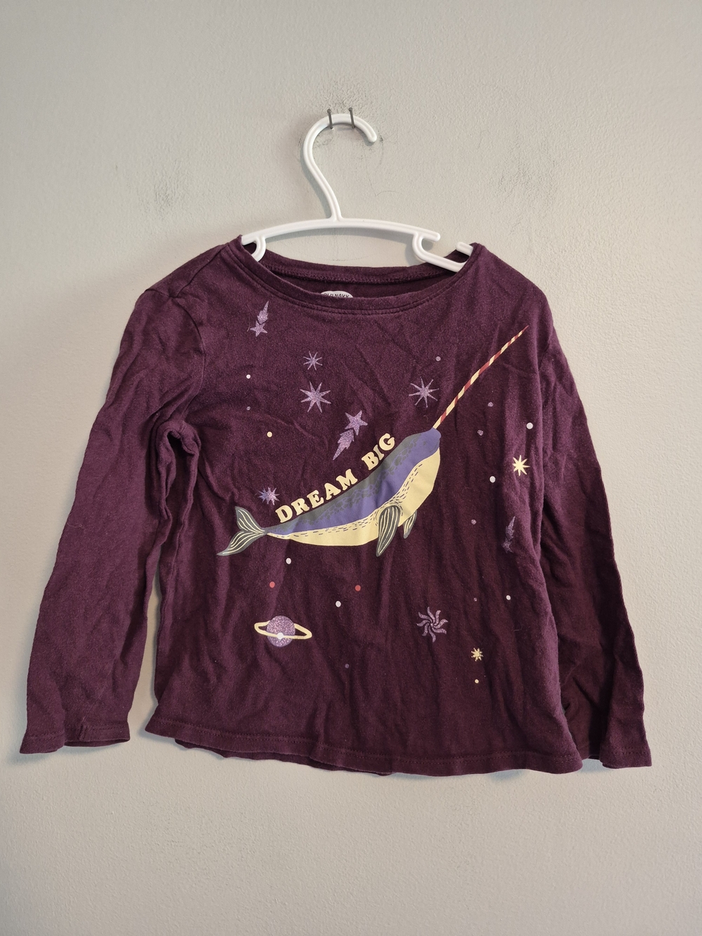 Old Navy 4t Purple Narwhal Dream Big Graphic Long Sleeve Top